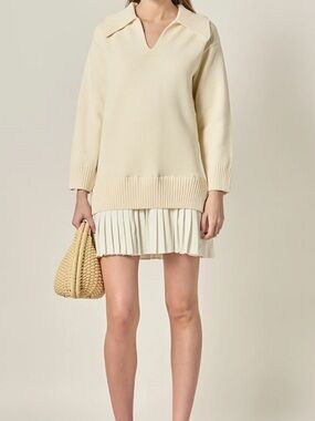 English Factory Layered Sweater Dress in Cream